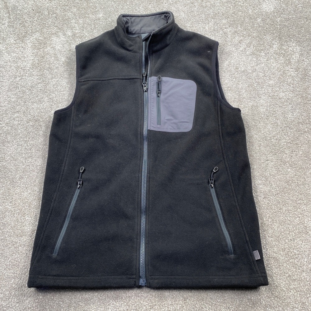 Eastern Mountain Sports Fleece Vest Mens Small Black Full Zip Mock Neck Pocket